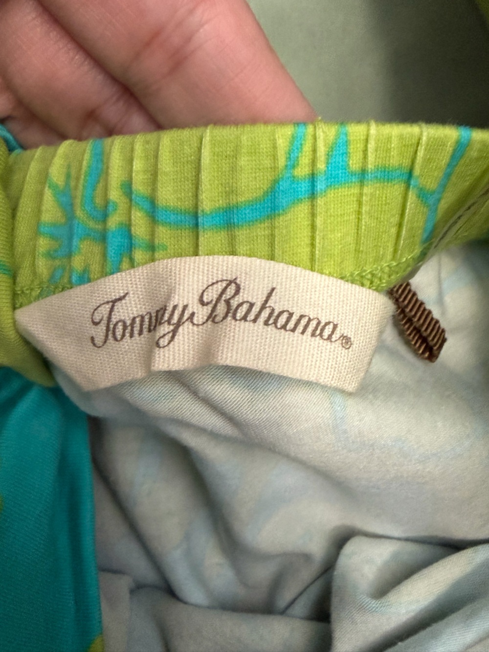 Tommy Bahama Summer Dress Green Teal Floral Strapless Supima Cotton XS - Picture 6 of 9